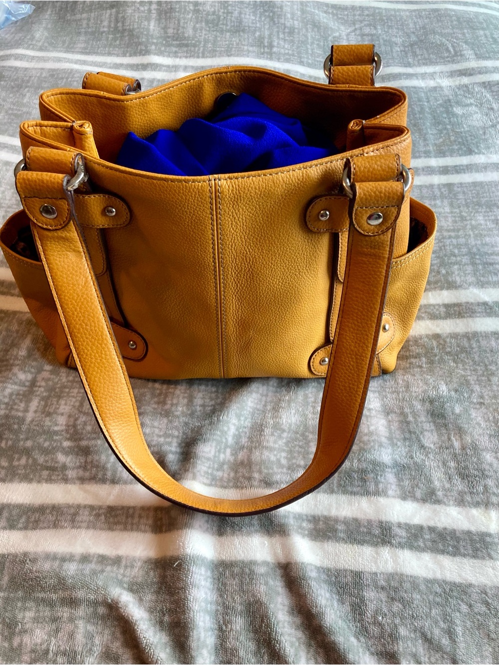 New Tignanello Mustard Yellow Genuine Leather Shoulder Bag